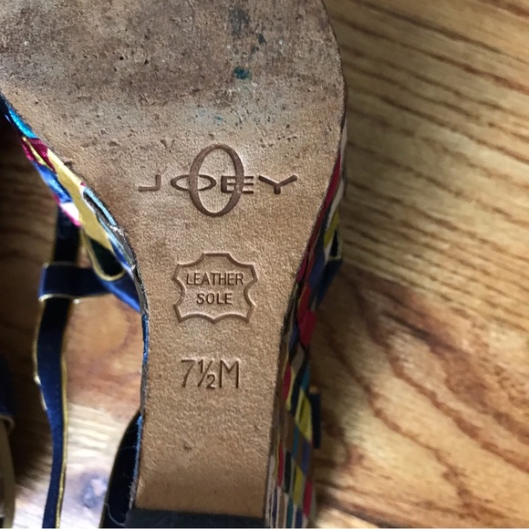 Joey O Blue Ribbon Detail Wedge Sandals - Picture 7 of 7